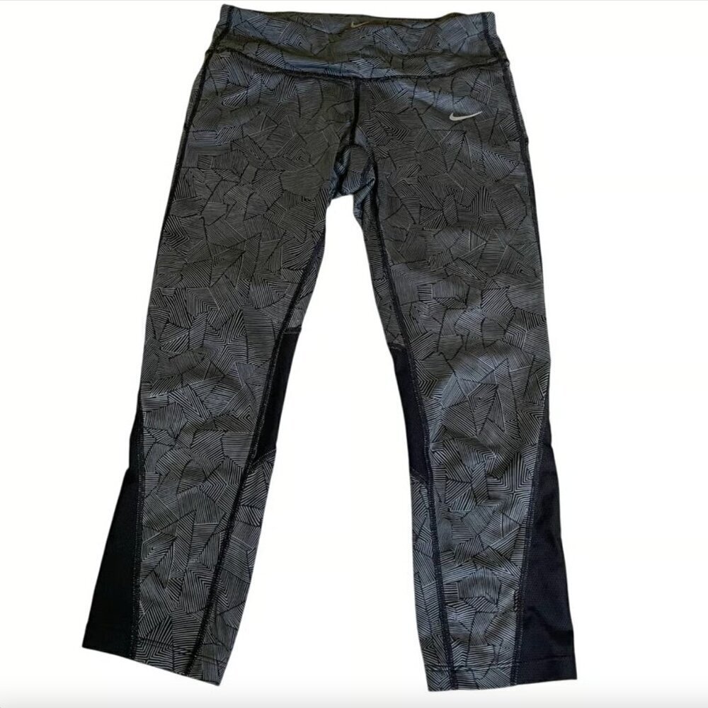 Nike Running Black White Geometric Print Dri Fit Leggings Size S